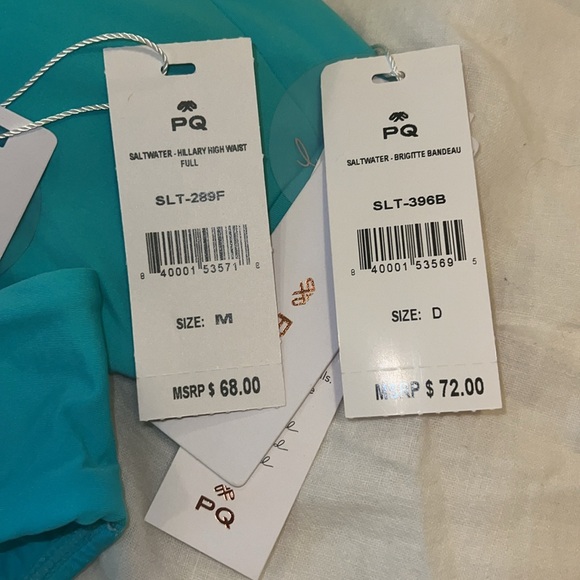 🆕 PilyQ Saltwater 🩵 aqua turquoise blue bandeau highwaist bikini set - Picture 6 of 11